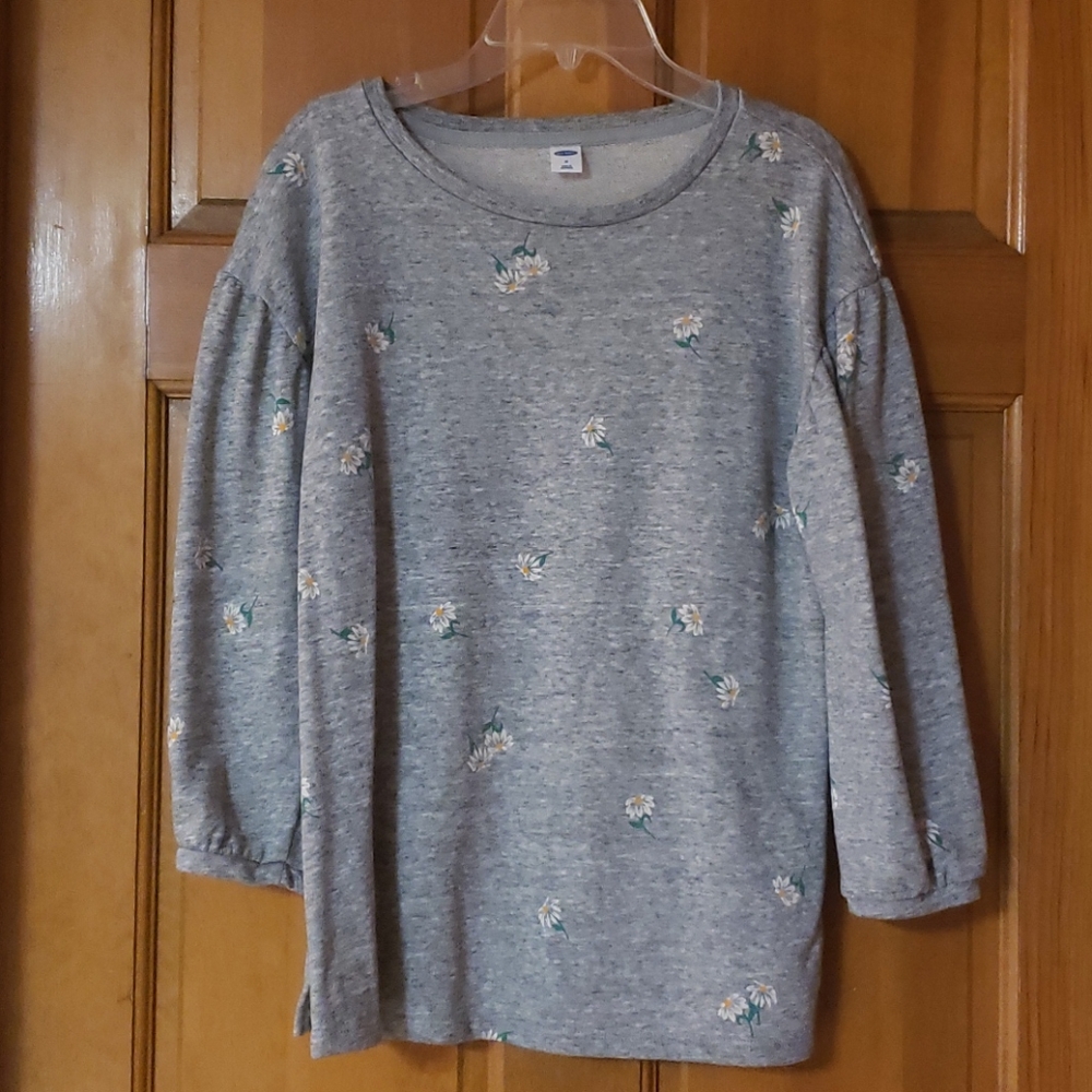 Old Navy Gray Floral Sweatshirt Medium Women's EUC